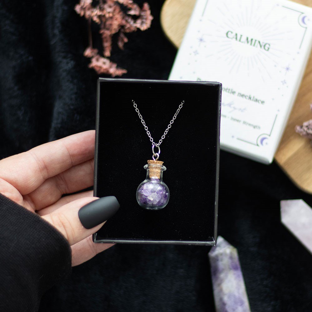 Something Different - Calming Amethyst Chip Potion Bottle Necklace Necklace - Multicolours